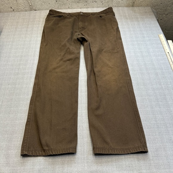 Duluth Trading Pants Mens 40x32 Brown Canvas Carpenter Work Pants Cotton - Picture 1 of 8